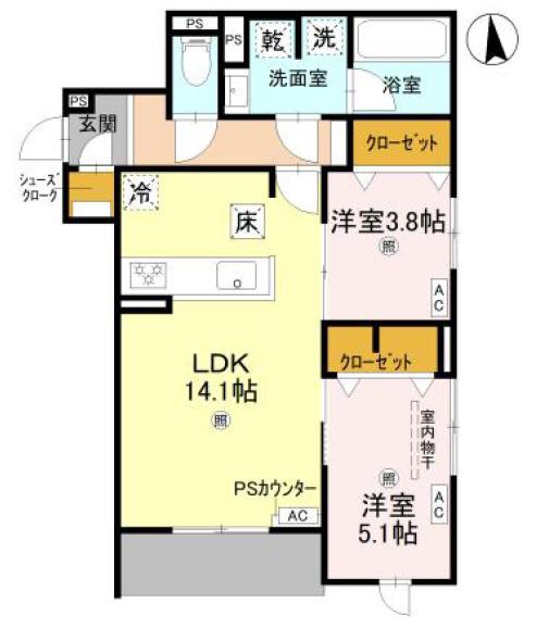 TORISIA緑橋(2LDK/1階)の間取り写真