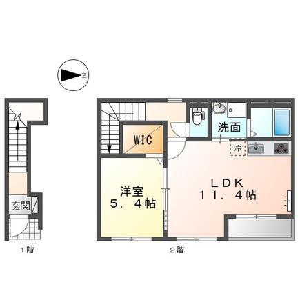 GRANDIR(1LDK/2階)の間取り写真
