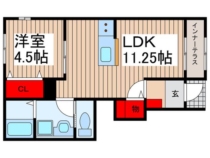 リーブルファイン春日部樋堀(1LDK/1階)の間取り写真