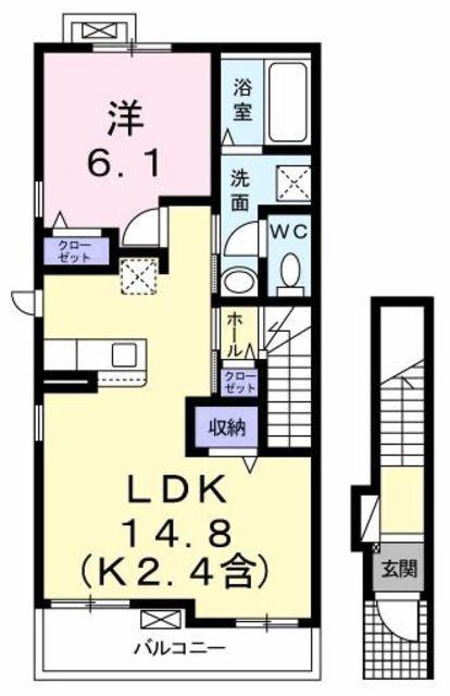 ノーブル(1LDK/2階)の間取り写真