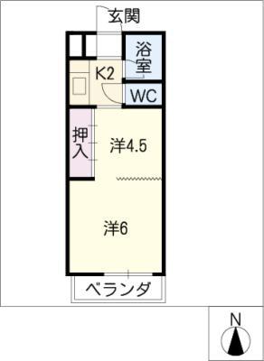 エストーレ清水(1K/2階)の間取り写真
