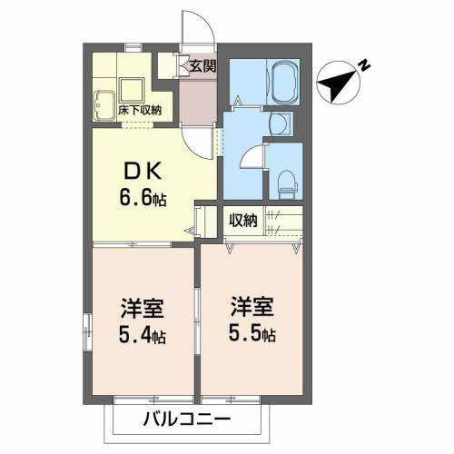 サクセスコート(2DK/1階)の間取り写真