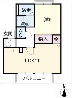 MASTTOWN若草通 C棟(1LDK/2階)の間取り写真