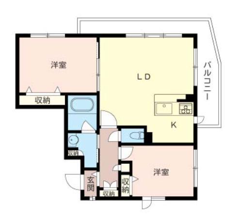 DUE CASA VIENTO(2LDK/3階)の間取り写真