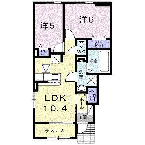 グレイス III(2LDK/1階)の間取り写真