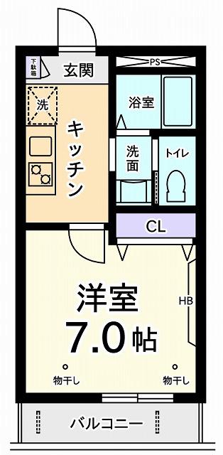 アモジュール(1K/2階)の間取り写真
