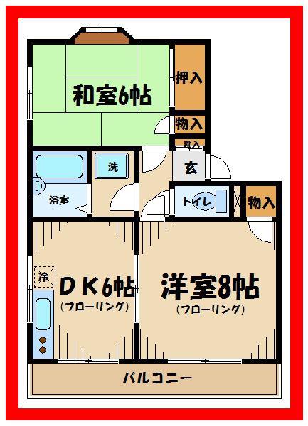 コーポ朝倉(2DK/1階)の間取り写真