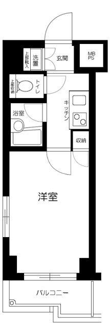 ルーブル西馬込弐番館(1K/4階)の間取り写真