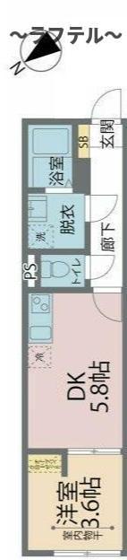 カインドネス狭山ヶ丘(1DK/3階)の間取り写真