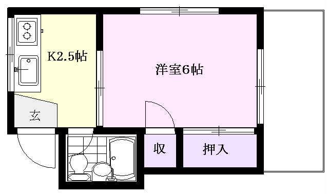 ハウスグリット(1K/1階)の間取り写真