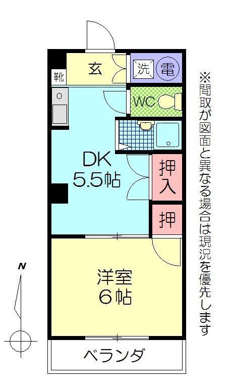 サンリラ中央(1DK/8階)の間取り写真