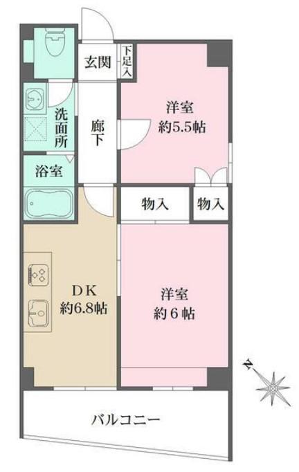 岩国ハイム(2DK/3階)の間取り写真