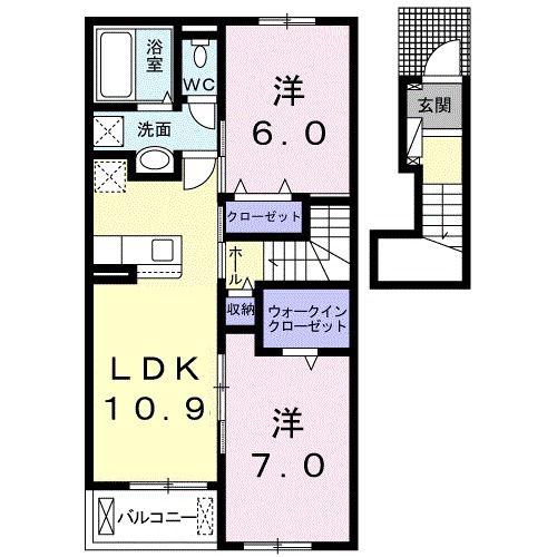 エミナールA(2LDK/2階)の間取り写真