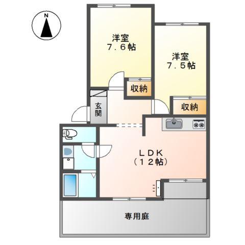 ルミナス(2LDK/1階)の間取り写真