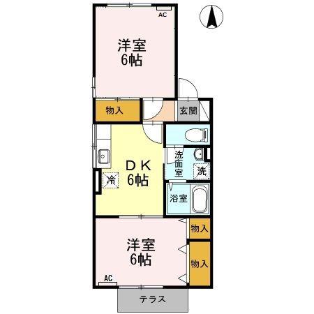 セジュール飯村北(2DK/1階)の間取り写真