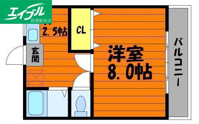 中祥マンションB(1K/3階)の間取り写真