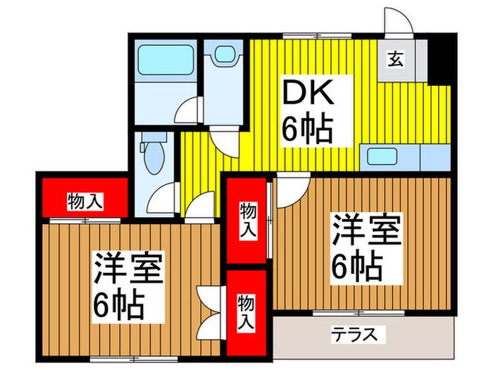 大宮スカイコーポ(2DK/1階)の間取り写真