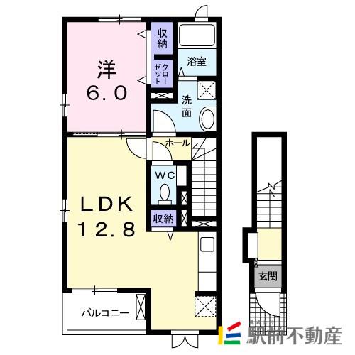 フィオーレ(1LDK/2階)の間取り写真