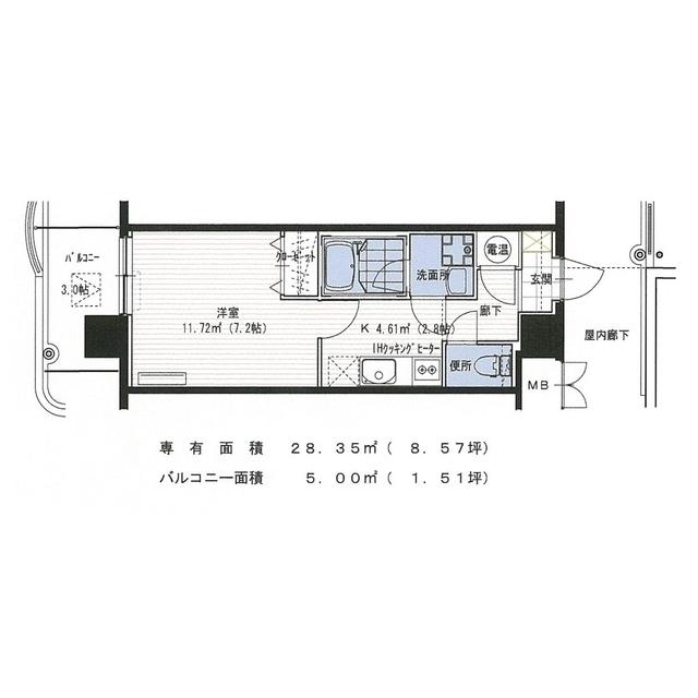 フラワーズマンション(1K/4階)の間取り写真