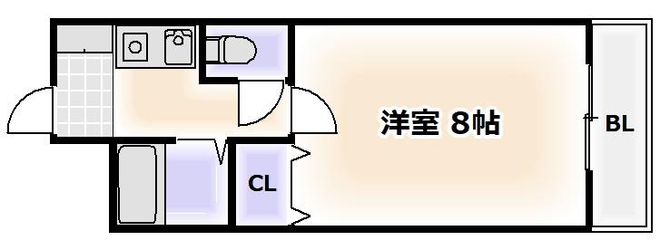 サンビレッジ(1K/6階)の間取り写真