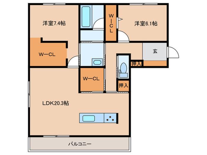 D-ROOM 原町(2LDK/2階)の間取り写真