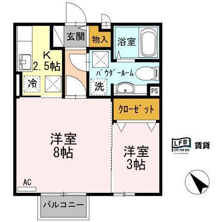 セジュール京(2K/1階)の間取り写真