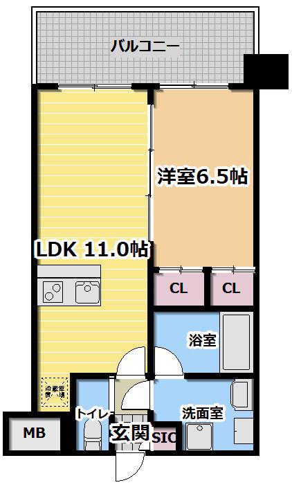 フェルム城北公園(1LDK/7階)の間取り写真