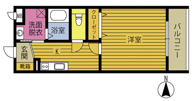 フェリス若草(1K/1階)の間取り写真