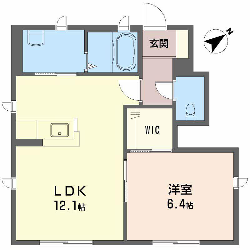 メロディ・ハートA棟(1LDK/1階)の間取り写真
