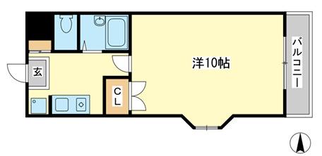 シェーンシュロス2(1K/3階)の間取り写真