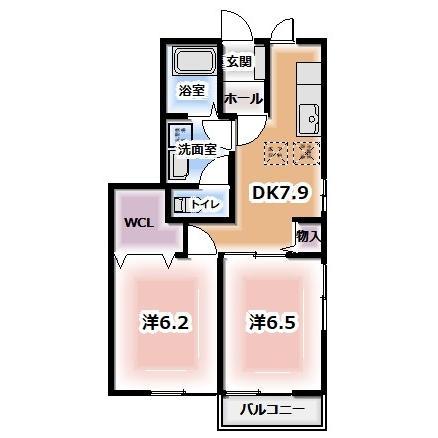 パラドール 里山(2DK/1階)の間取り写真