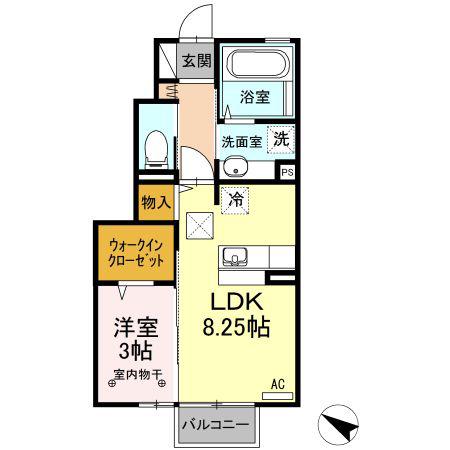 アバンサール(1LDK/1階)の間取り写真