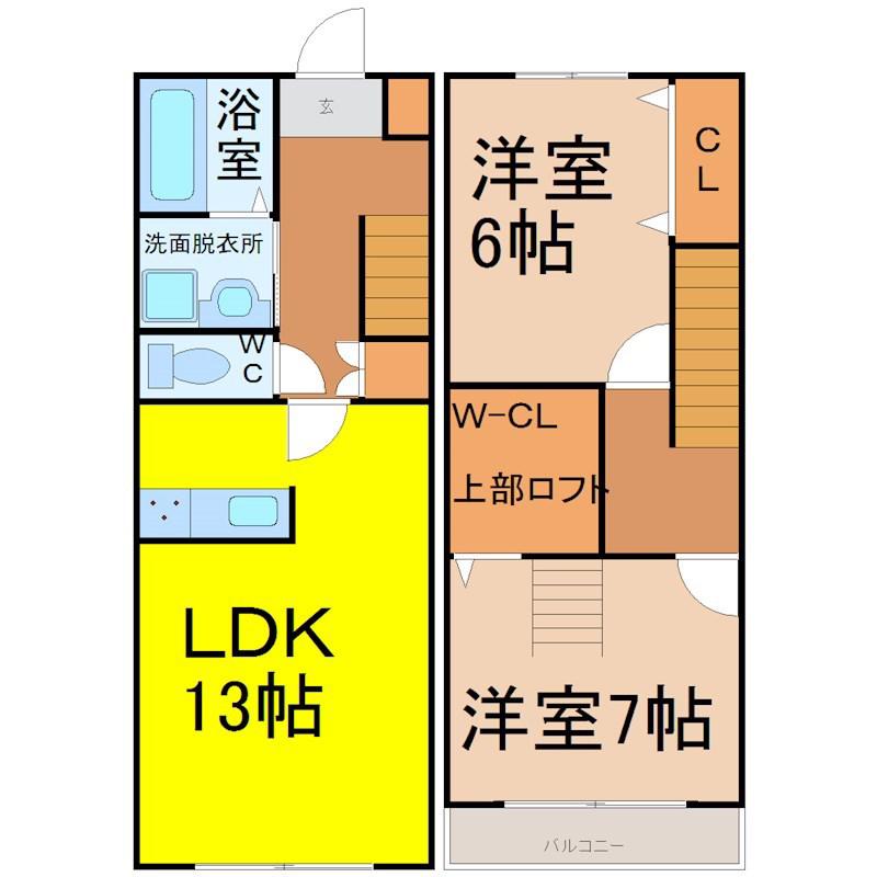 SOLSALIENNTE(2SLDK/1階)の間取り写真