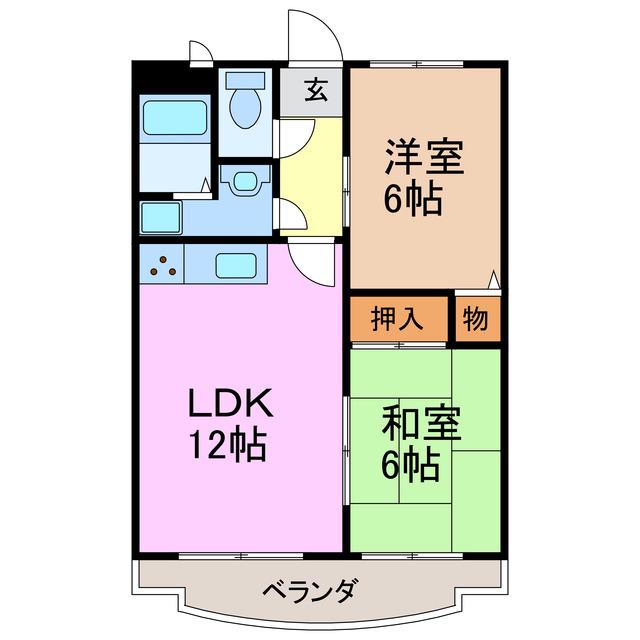 プランドールI・T(2LDK/3階)の間取り写真