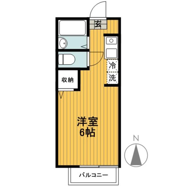 ウォータークロスハイム(ワンルーム/2階)の間取り写真