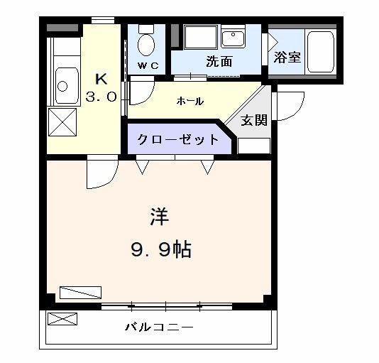 マルトピア九重II(1K/2階)の間取り写真