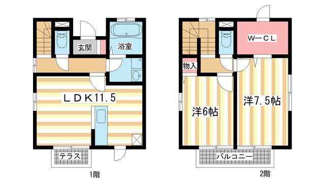 サウスヒル(2LDK/1階)の間取り写真