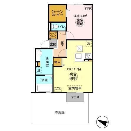 ヴァリブラン(1LDK/1階)の間取り写真