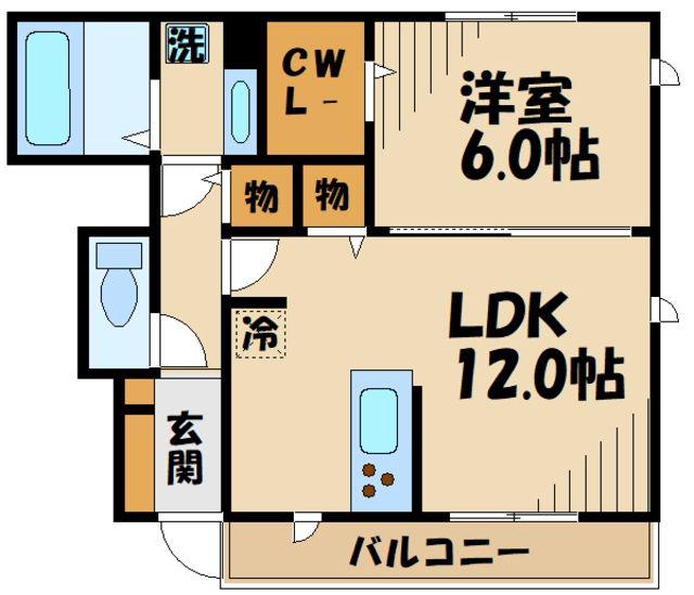 ユグドラシル調布(1LDK/1階)の間取り写真