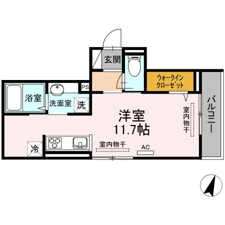 サンマルクW(ワンルーム/2階)の間取り写真