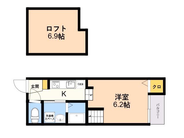 シャレオ井尻Ⅳ(1K/1階)の間取り写真