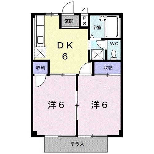 メゾンエスポワール(2DK/1階)の間取り写真
