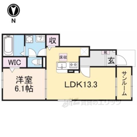 フォルトゥーナ西岡屋2(1LDK/1階)の間取り写真
