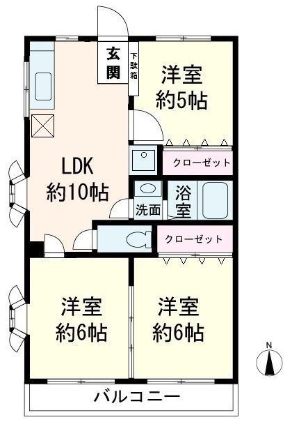 サンライズ大塚(3LDK/1階)の間取り写真