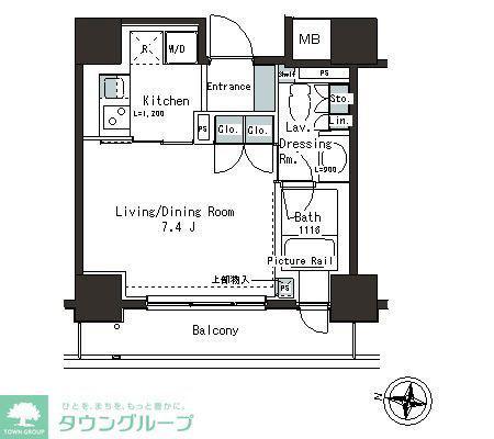 パークアクシス本郷の杜(1K/9階)の間取り写真