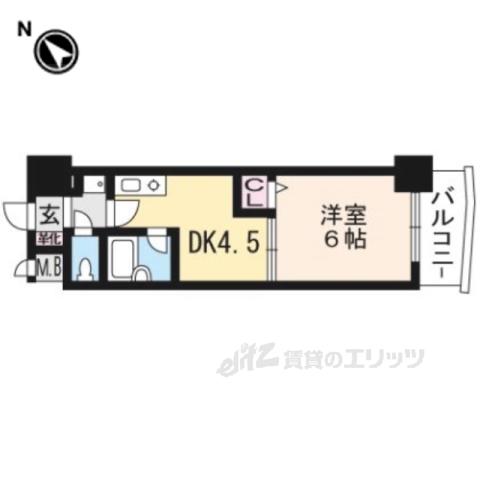 エスリード京都河原町第3(1DK/6階)の間取り写真