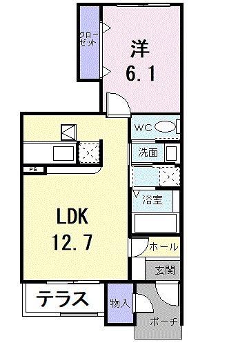 アルカンシェル(1LDK/1階)の間取り写真