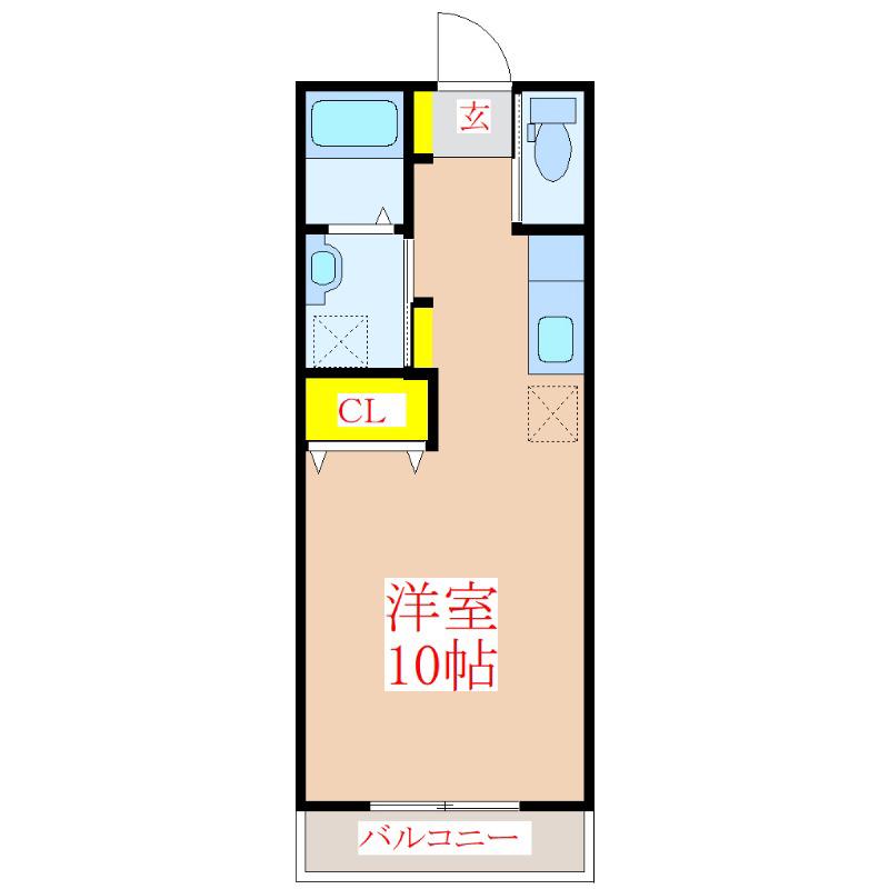 コーポ諏訪III(ワンルーム/1階)の間取り写真