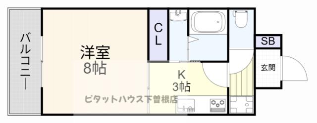 HAMIEL下曽根(1K/2階)の間取り写真