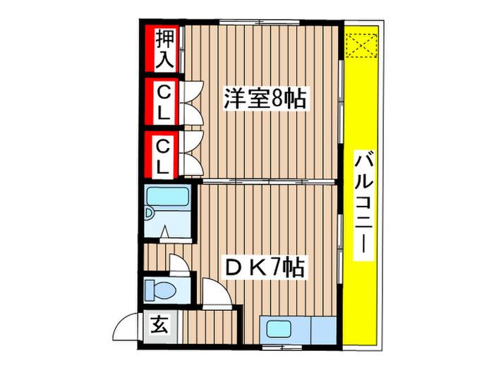 マンションフローラル 都(1DK/3階)の間取り写真